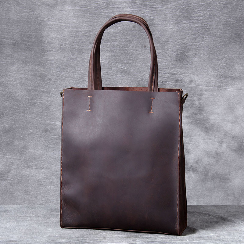 Luxury Bags For Laptop - Vintage genuine leather men hand tote