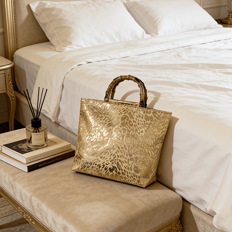 Luxury Bags Vendor - Light luxury metallic gold jacquard leaf