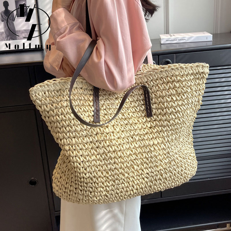 Straw Woven Tote Bags Casual L - đánh giá và giá Luxury Bags Shopping
