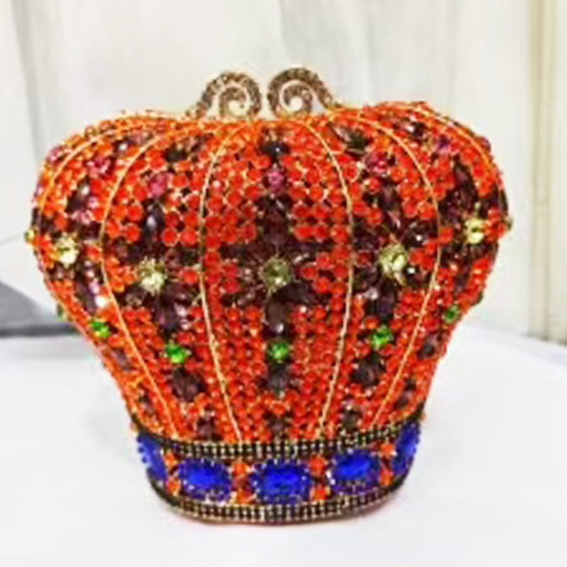 Crown Orange Big Rhinestone Ev - đánh giá và giá Mini Bag Evening Clutch