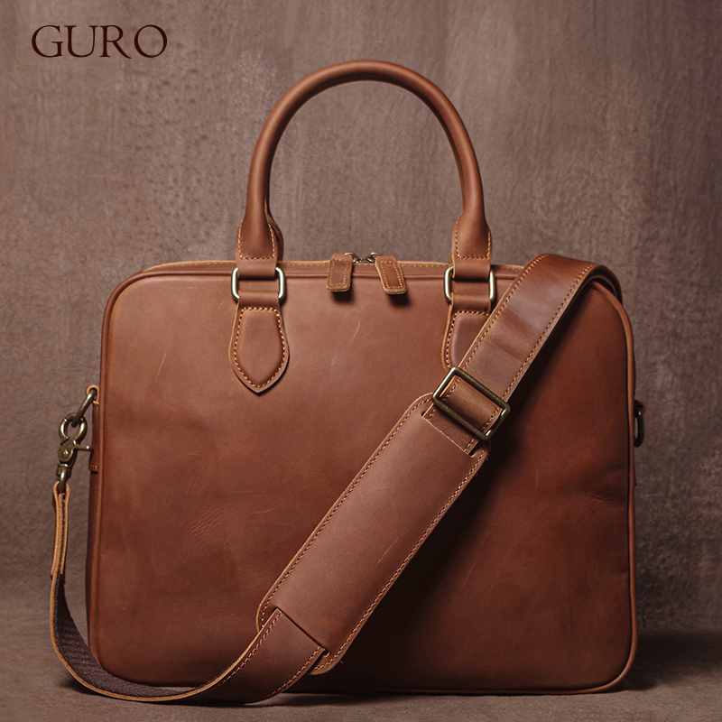 GURO Men Crazy Horse Cowhide B - đánh giá và giá Luxury Bags For Laptop